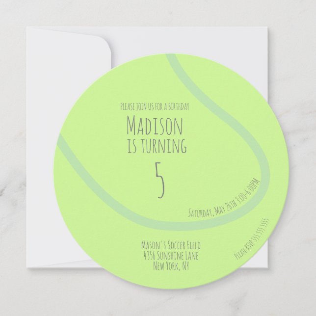 Modern Tennis Ball Party Invitation (Front)
