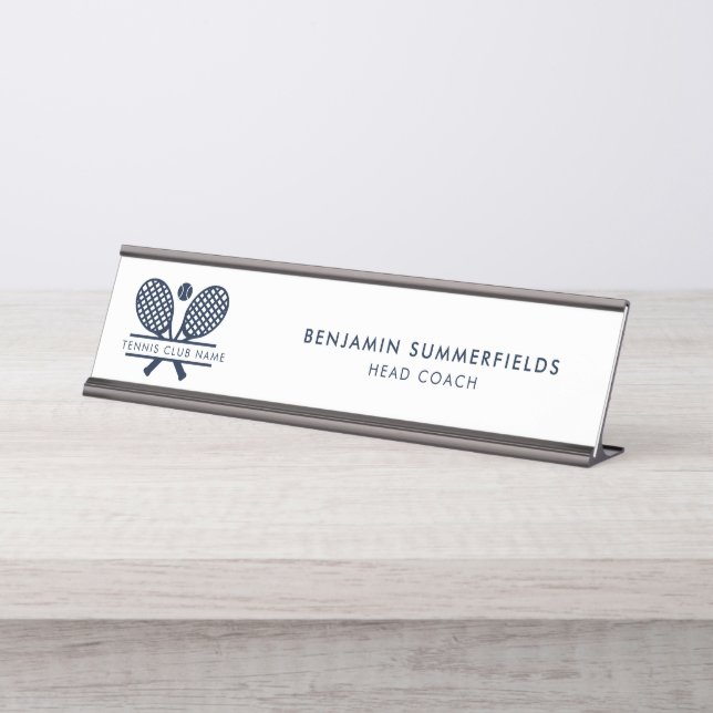 Modern Tennis Club Coach Desk Name Plate (Front)