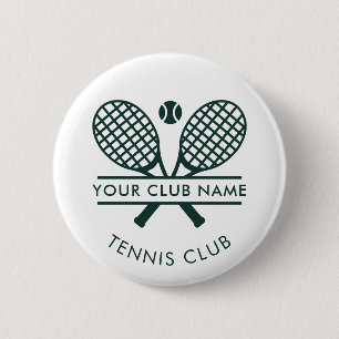 Modern Tennis Club Name Logo Green Any Colour 6 Cm Round Badge