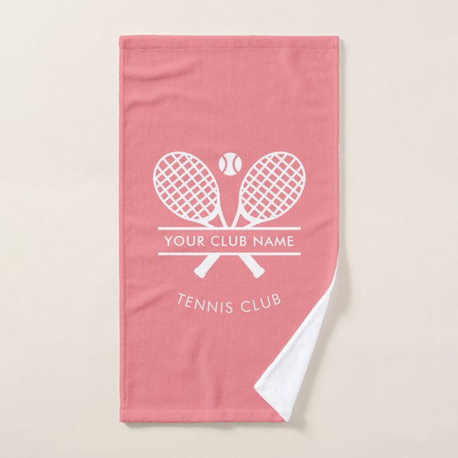 Modern Tennis Club Name Rackets Ball Motif Custom Hand Towel (Hand Towel)