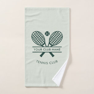 Modern Tennis Club Name Rackets Motif Custom Swag Hand Towel