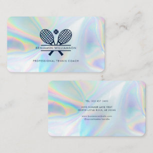 Modern Tennis Coach Holographic Business Card