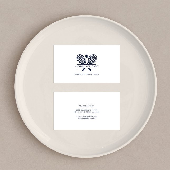 Modern Tennis Coach Minimalist Custom Business Card (Minimalist Private Tennis Coach Business Card)