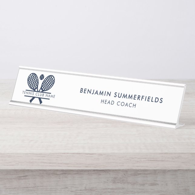 Modern Tennis Country Club Coach Custom Desk Name Plate (Front)