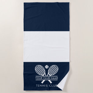 Modern Tennis Country Club Name Colour Block Beach Towel