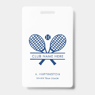 Modern Tennis Country Club Name Employee ID Badge
