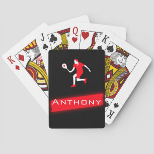 Modern Tennis Dad Coach Red Neon Highlight Name Playing Cards