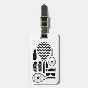 Modern Tennis Equipment & Accessories Pattern Luggage Tag