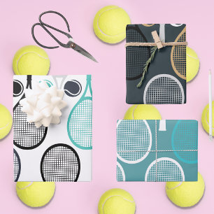 Modern Tennis Racket Wrapping Paper Sheets
