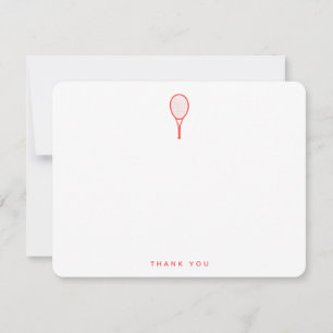 Modern Tennis Star Pink and White Thank You Note Card