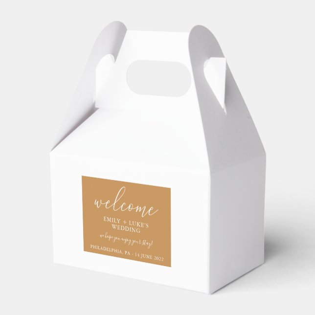 Modern Terra Cotta Custom Wedding Welcome Favour Box (Front Side)