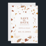 Modern Terra-cotta Terrazzo Save The Date Announcement<br><div class="desc">Modern and trendy terra-cotta terrazzo pattern,  save the date announcement card. Rust orange stone pattern with chic typography design style template provides lines of coordinating orange text for a chic rustic save the date announcement.</div>