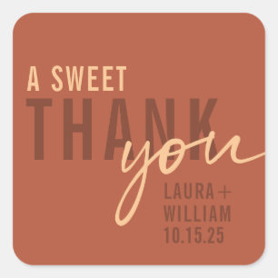 Modern Terracotta A Sweet Thank You  Square Sticker