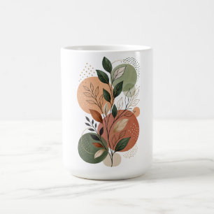 Modern Terracotta Abstract Shapes and Botanical Le Coffee Mug