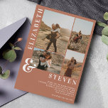 Modern terracotta ampersand 5 photo grid wedding invitation<br><div class="desc">Modern boho terracotta and white simple casual bold ampersand 5 photo grid wedding</div>