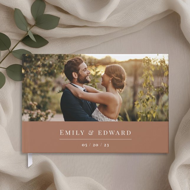 Modern Terracotta and Brown Wedding Photo Guest Book (Creator Uploaded)