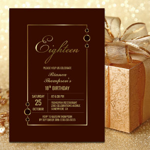 Modern Terracotta and Gold 18th Birthday Party Invitation