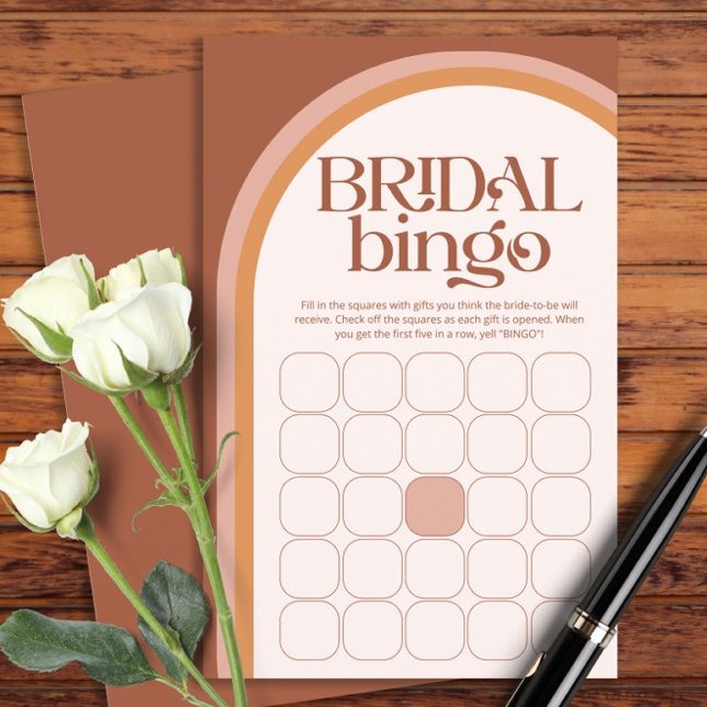 Modern Terracotta Arch bridal shower bingo game (Creator Uploaded)