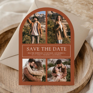 Modern Terracotta Arch Photo Collage Wedding Save The Date