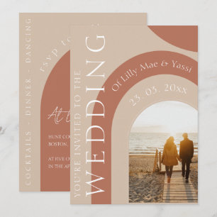 Modern Terracotta Arch Photo Wedding Invitation