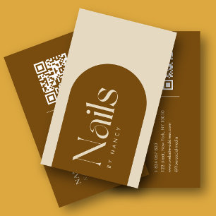 Modern Terracotta Arch QR Code Nail Artist Business Card