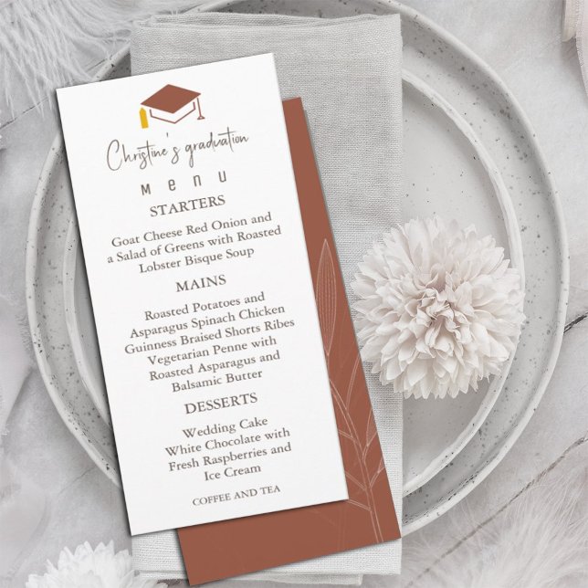 Modern Terracotta  Background Graduation Menu (Terracotta graduation menu  #chic #graduate #classof2024 #dinner)