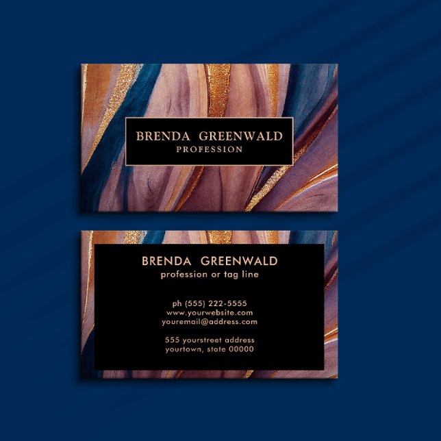 Modern terracotta blue glitter gold professional business card (Creator Uploaded)