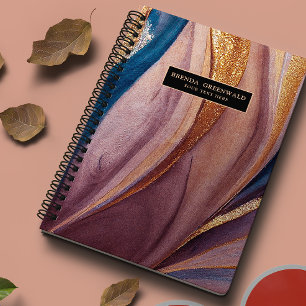 Modern terracotta blue glitter rose gold monogram planner