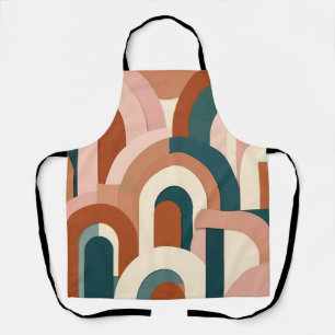 Modern Terracotta Blush Pink Teal Geometric Arch  Apron