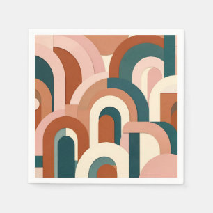 Modern Terracotta Blush Pink Teal Geometric Arch Napkin