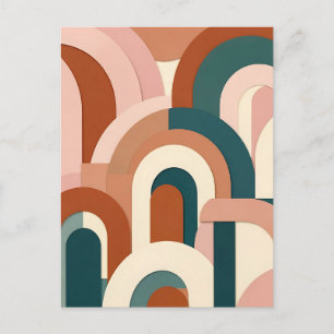 Modern Terracotta Blush Pink Teal Geometric Arch  Postcard