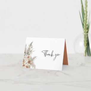 modern terracotta bohemian pampas photo thank you card