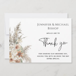 modern terracotta bohemian pampas photo thank you save the date