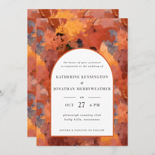Modern Terracotta Boho Arch Wedding  Invitation (Front/Back)