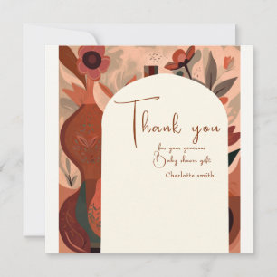 Modern Terracotta boho baby shower Thank You Card