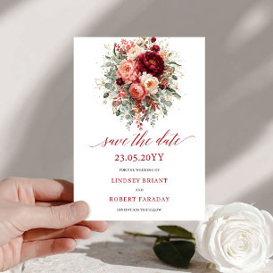 Modern Terracotta Boho Gold Save The Date Design