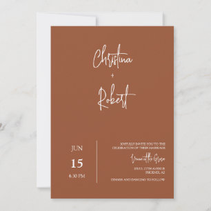 Modern Terracotta Boho Wedding Photo QR Code RSVP  Invitation