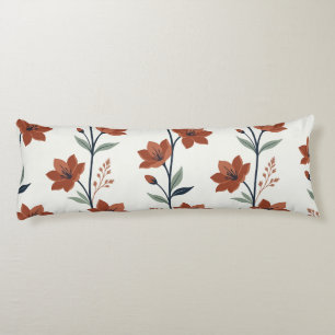 Modern Terracotta Botanical Branch Cream Long Body Cushion