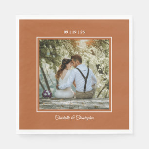 Modern Terracotta Brunt Orange Fall Wedding Napkin