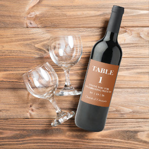 Modern Terracotta Brunt Orange Fall Wedding Wine Label