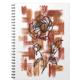 Modern Terracotta Brushstrokes and Ink Rose Spiral Notebook