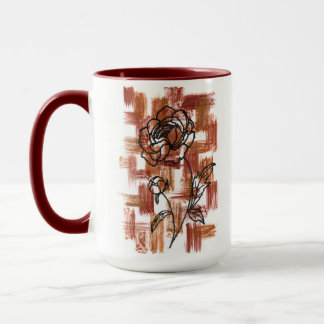 Modern Terracotta Brushstrokes and Ink Rose Two-To Mug