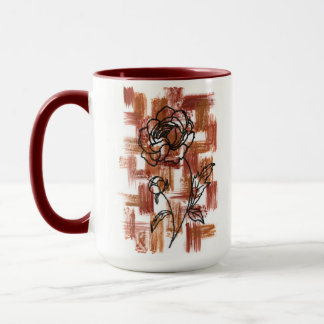 Modern Terracotta Brushstrokes and Ink Rose Two-To Mug