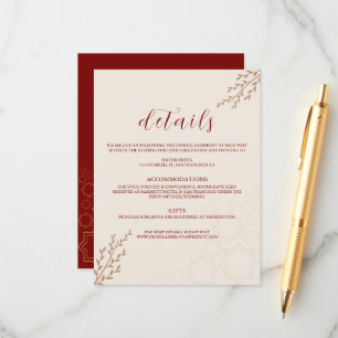 Modern Terracotta Burnt Orange Boho Wedding Enclosure Card
