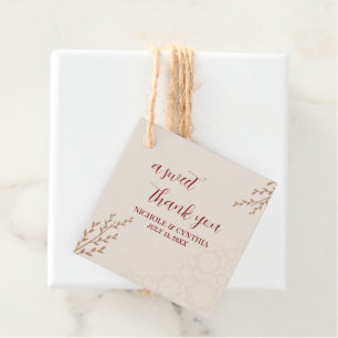 Modern Terracotta Burnt Orange Boho Wedding Favour Tags