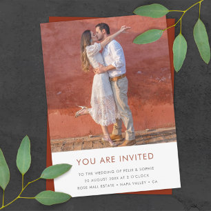 Modern Terracotta Burnt Orange Rust Wedding Invitation