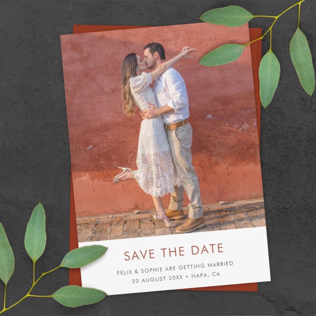 Modern Terracotta | Burnt Orange Rust Wedding Save The Date (Creator Uploaded)