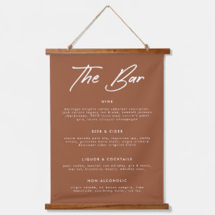 Modern Terracotta Calligraphy Drinks Bar Menu Hanging Tapestry
