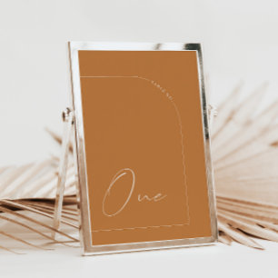 Modern Terracotta Calligraphy One Table Number