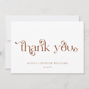 Modern Terracotta Calligraphy Thank You Card